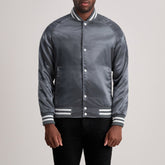 Yaken Grey Leather Varsity Jacket